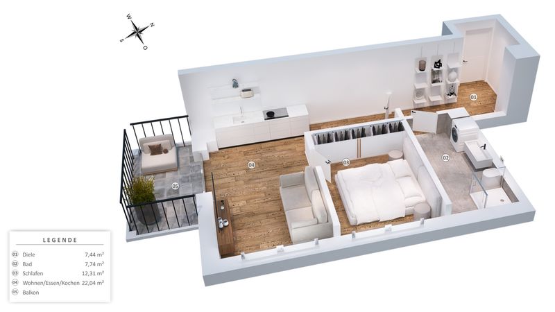Ankommen und wohlfühlen – Hochwertige 2-Zimmer-Wohnung mit Balkon